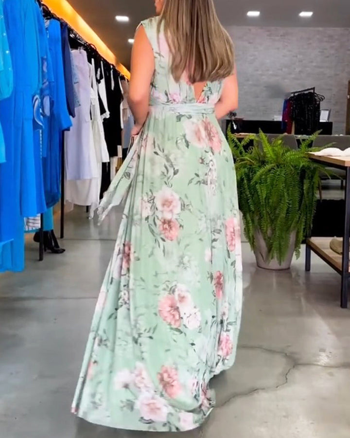 Venesa™ - Robe sans manches à décolleté en V et imprimé floral