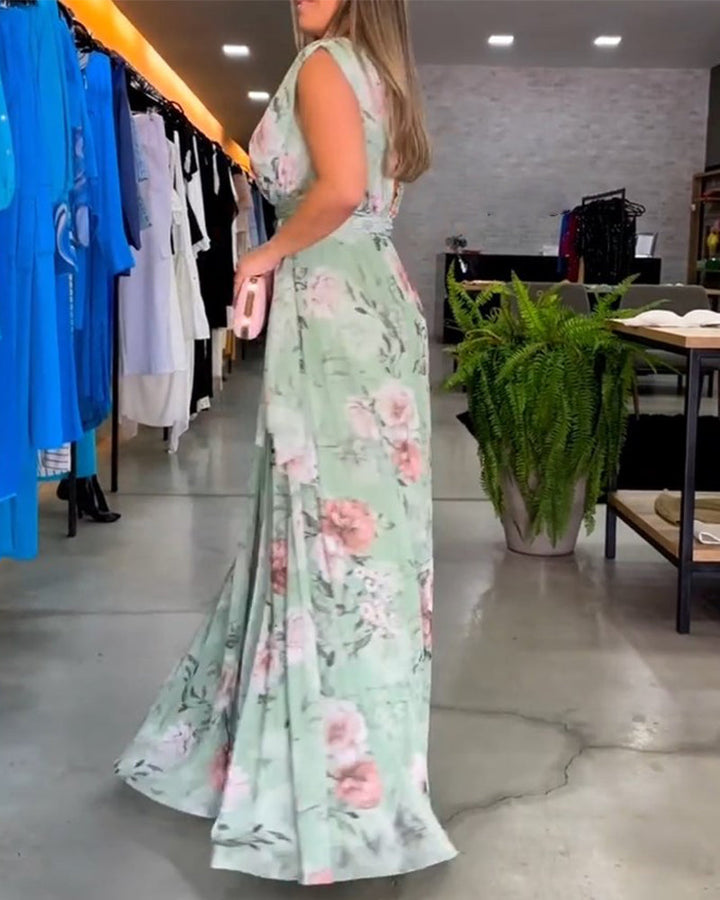 Venesa™ - Robe sans manches à décolleté en V et imprimé floral