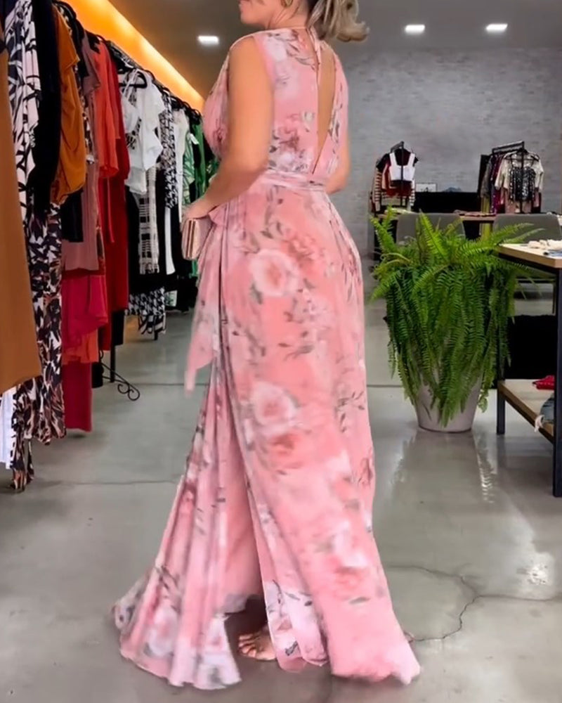 Venesa™ - Robe sans manches à décolleté en V et imprimé floral