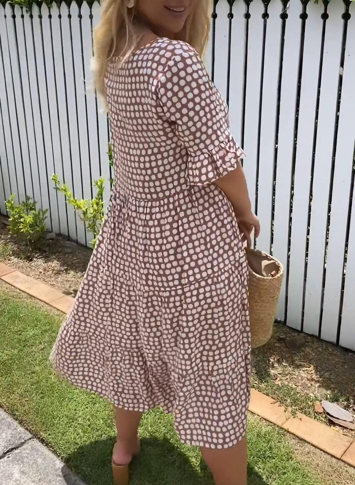 Darcy - Robe mi-longue à manches courtes