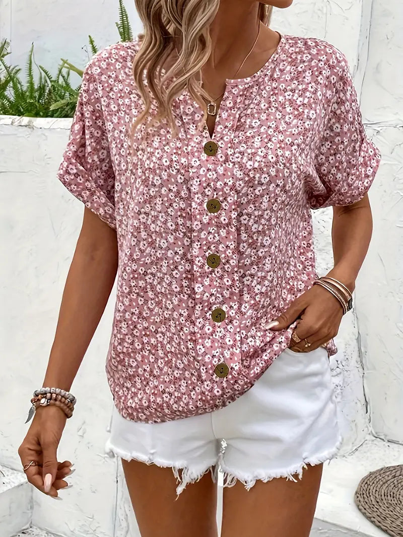 Charis | Blouse Florale à Boutons
