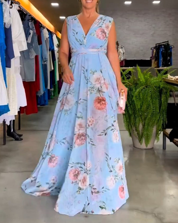 Venesa™ - Robe sans manches à décolleté en V et imprimé floral