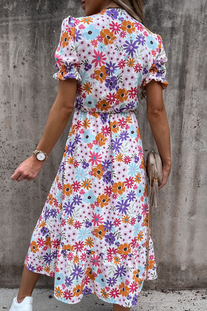 Georgia | Robe longue à fleurs et col en V