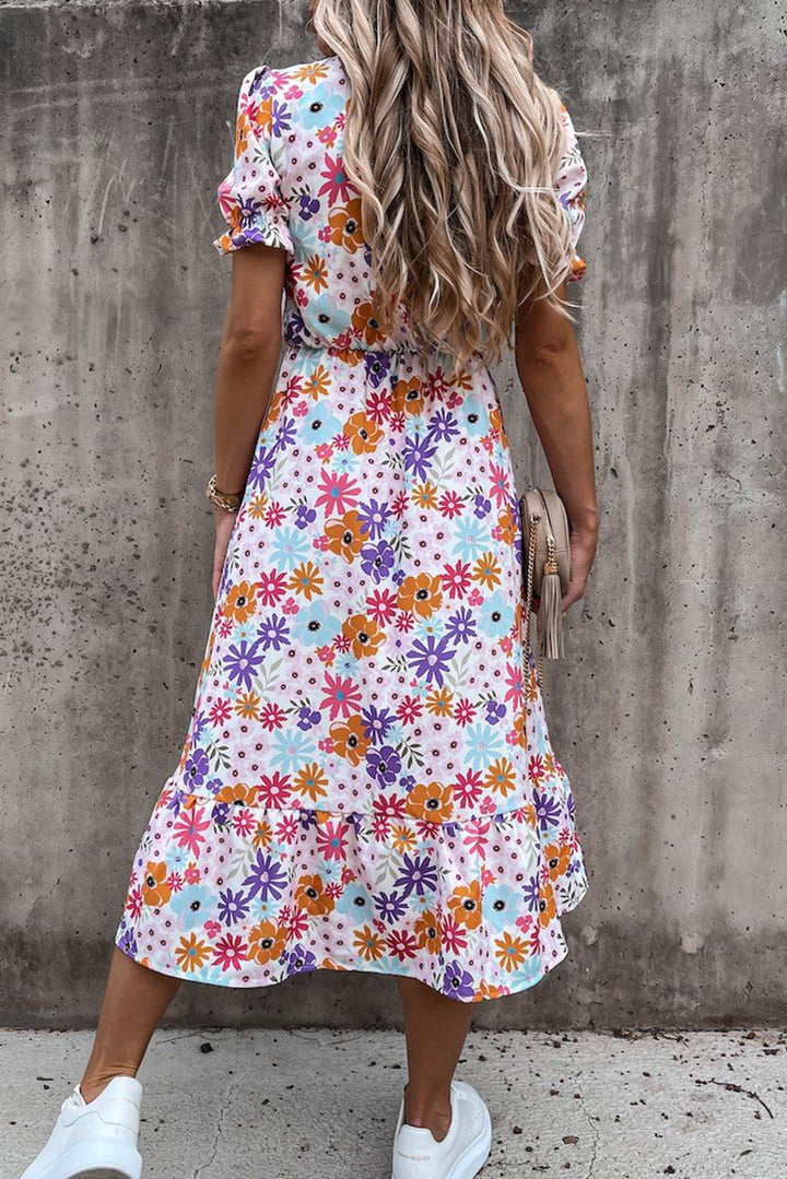 Georgia | Robe longue à fleurs et col en V