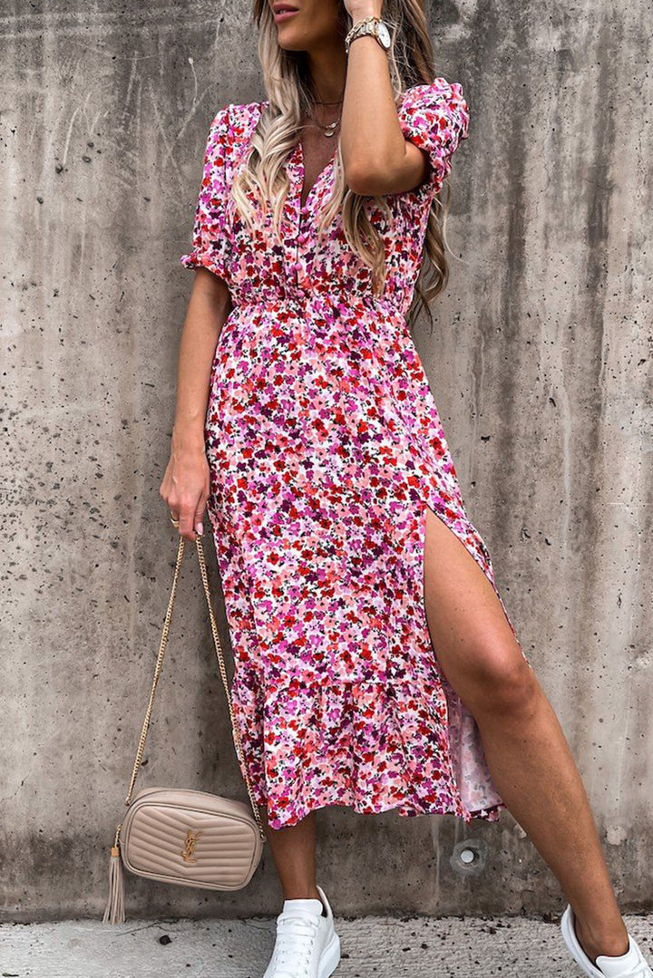 Georgia | Robe longue à fleurs et col en V