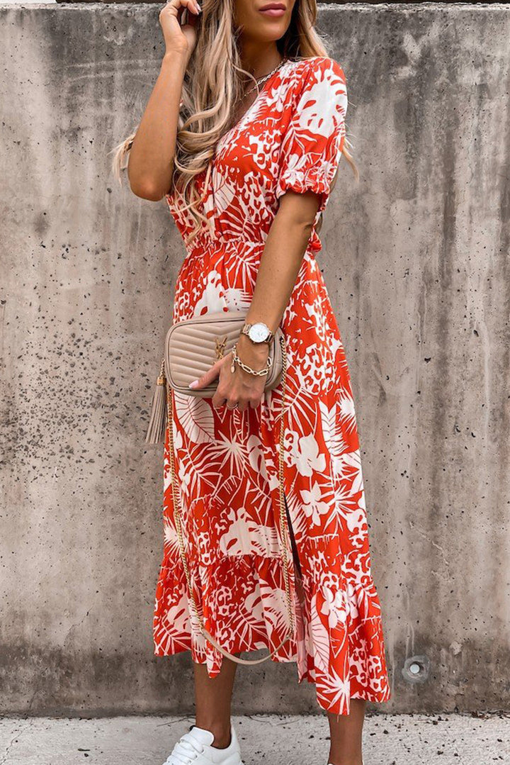Georgia | Robe longue à fleurs et col en V