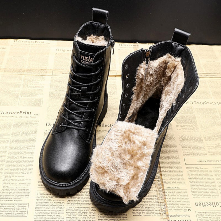 Bernadette | Bottes d'hiver en cuir noir