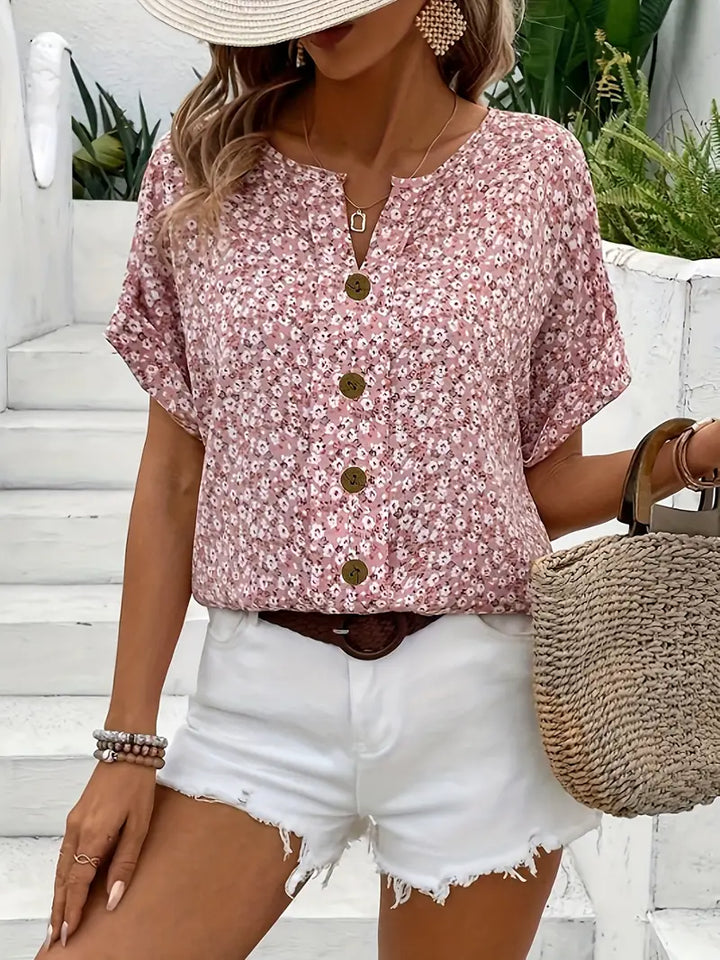 Charis | Blouse Florale à Boutons