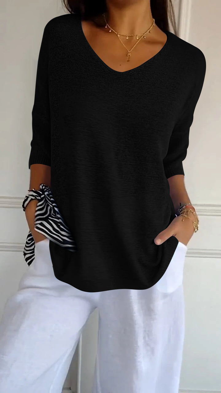 Anne | Top en maille à col en V