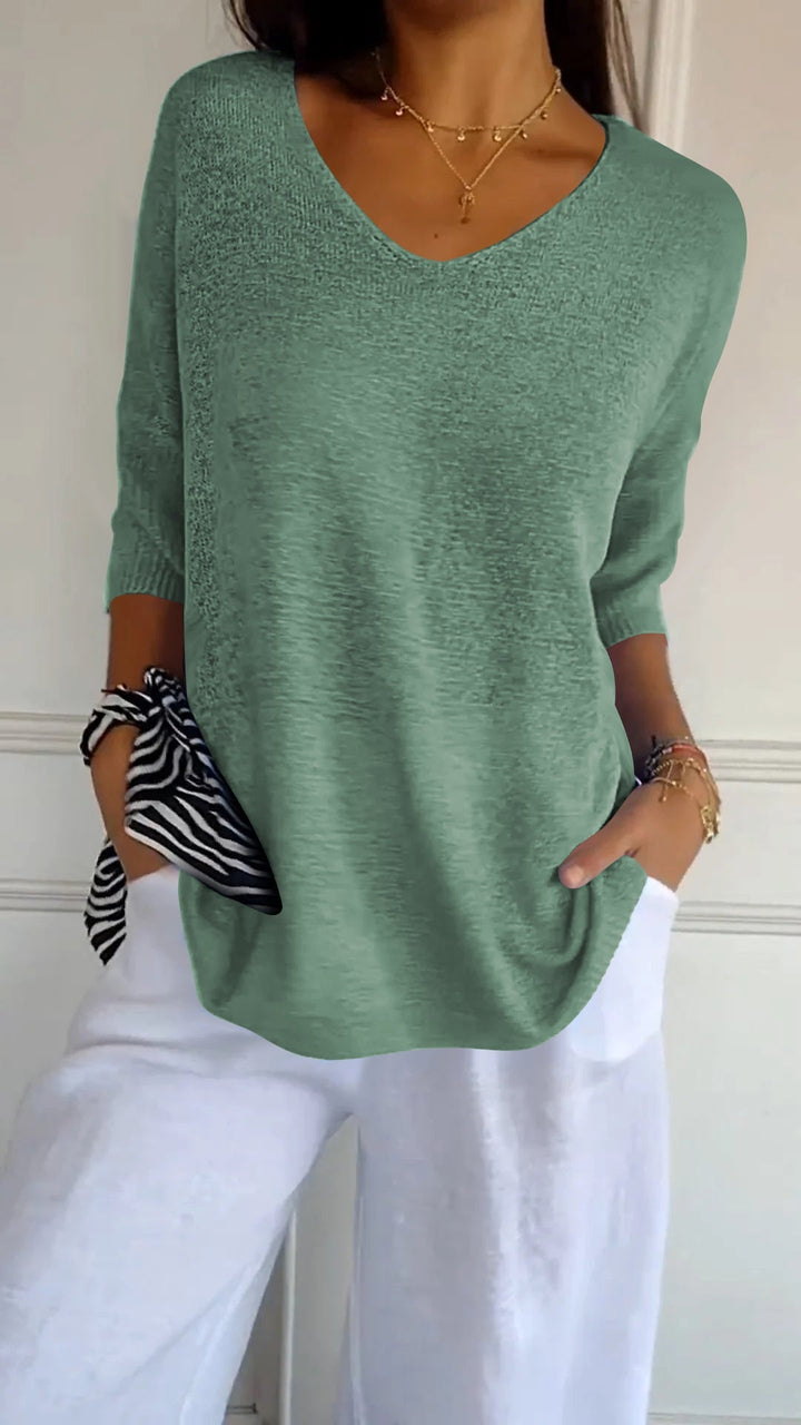 Anne | Top en maille à col en V