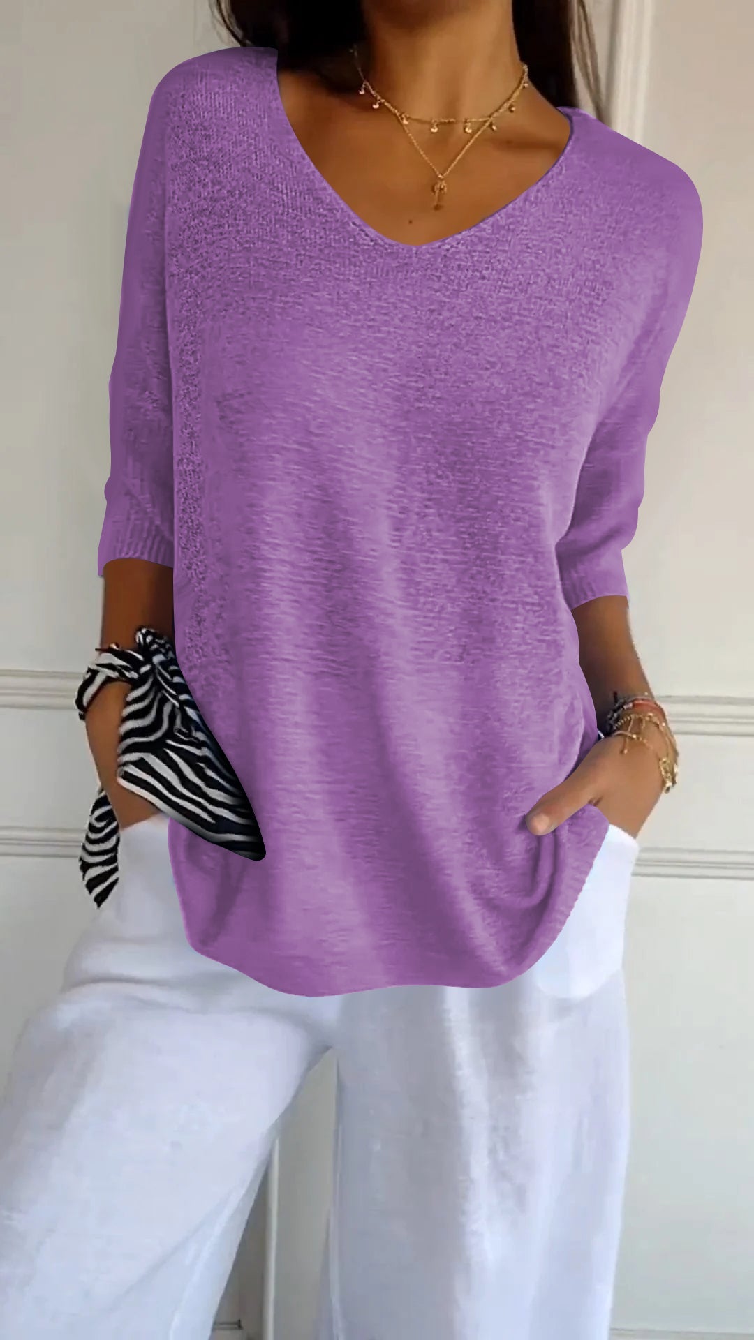 Anne | Top en maille à col en V