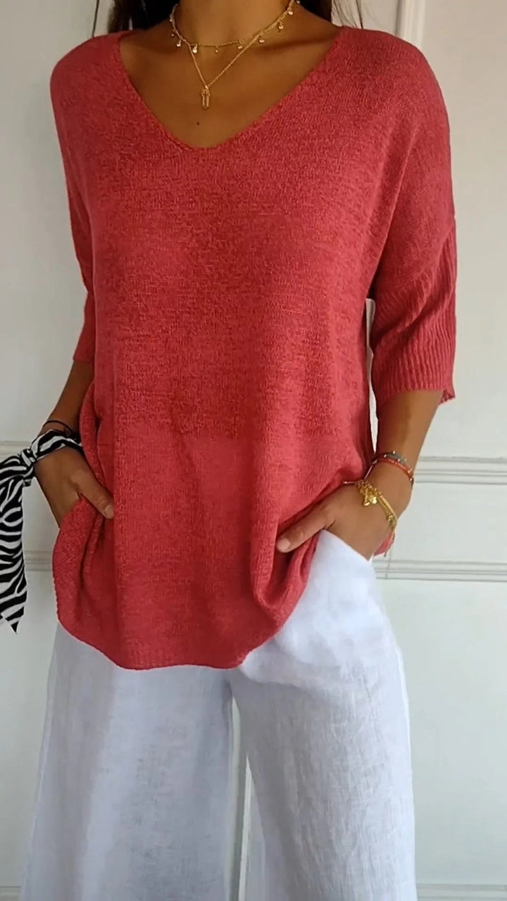 Anne | Top en maille à col en V