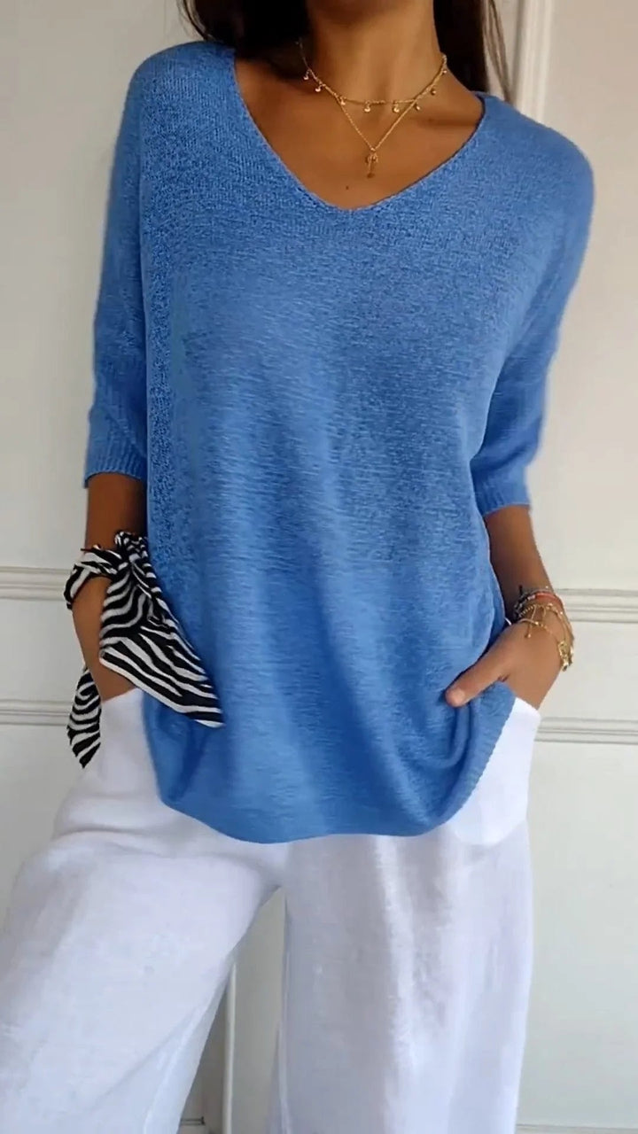 Anne | Top en maille à col en V