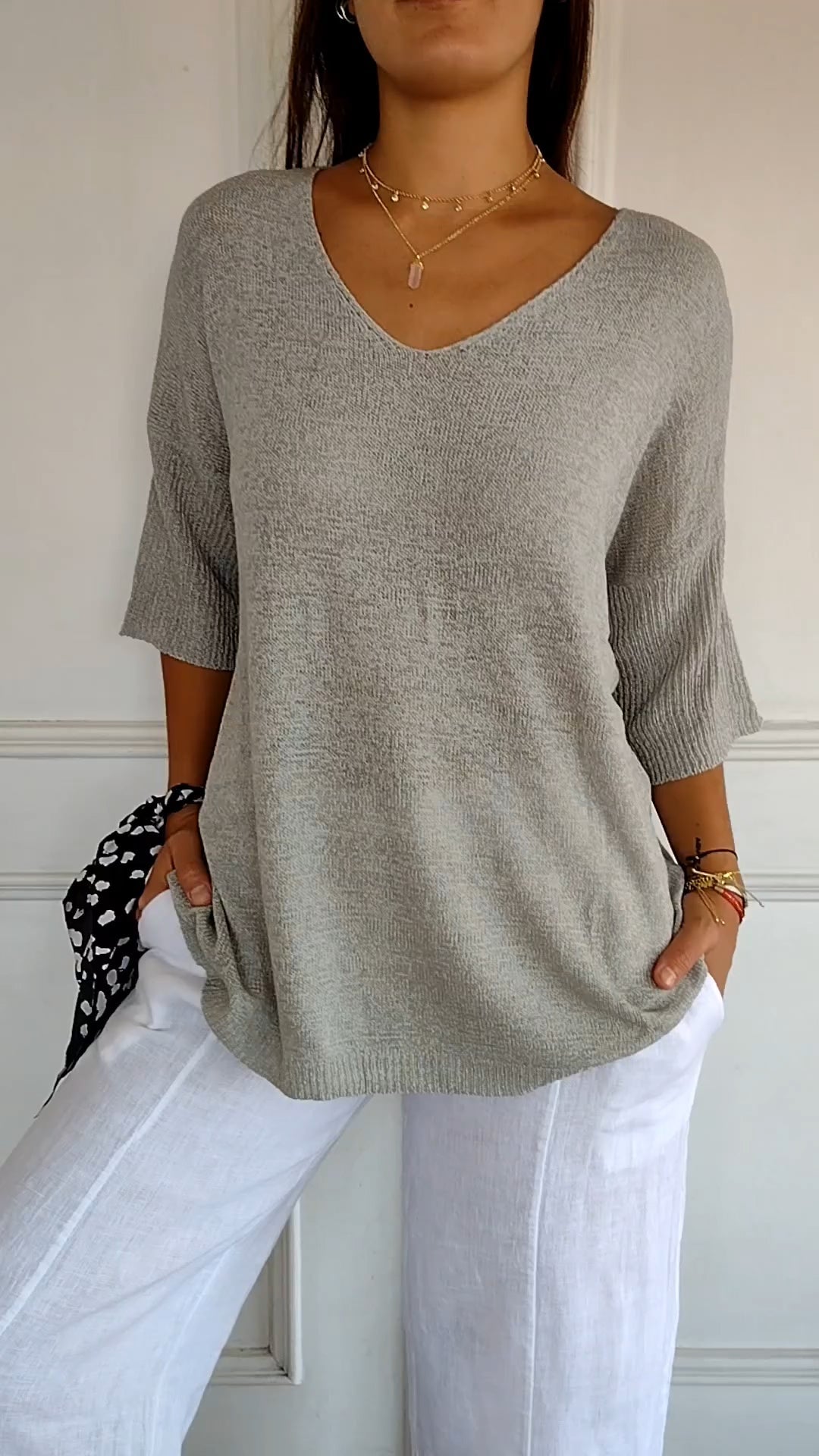 Anne | Top en maille à col en V