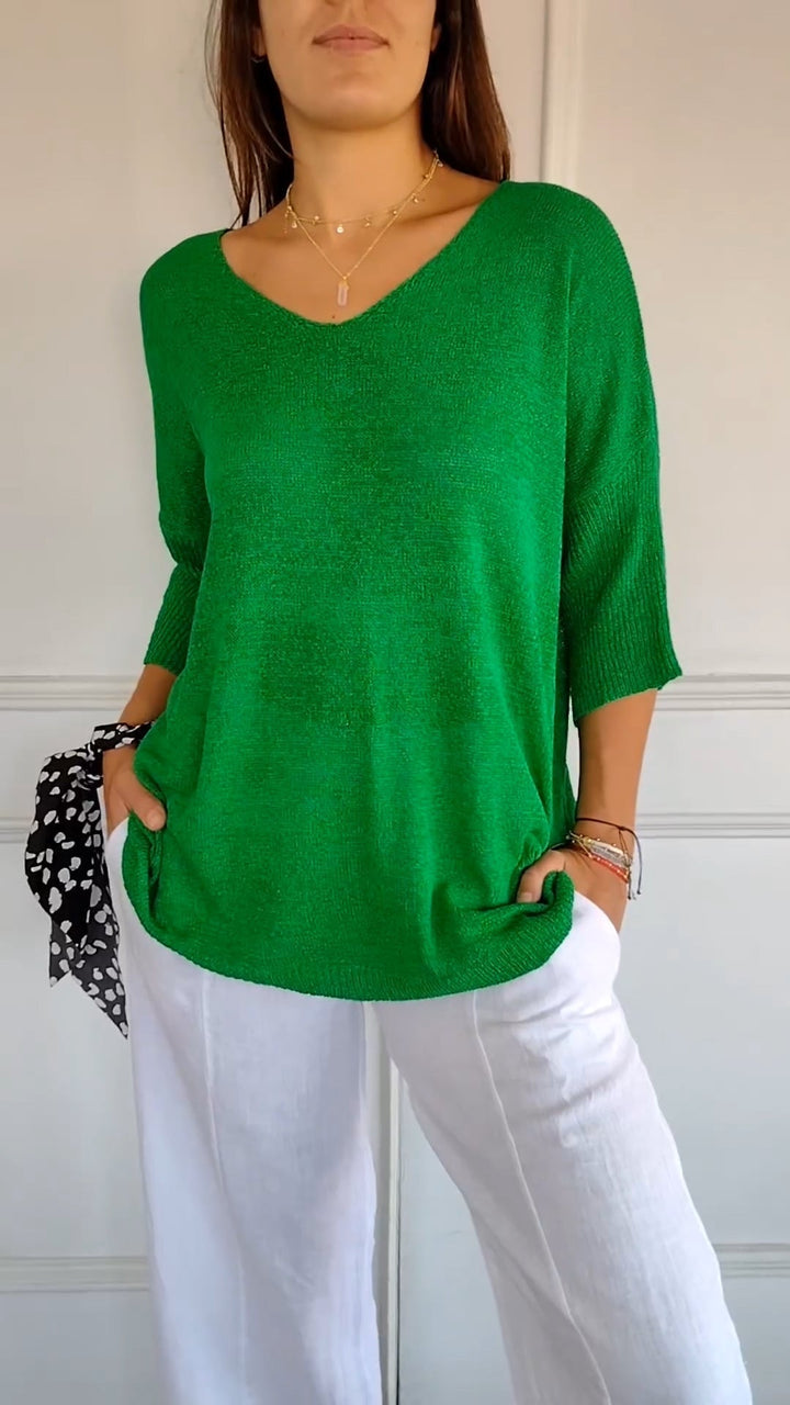 Anne | Top en maille à col en V