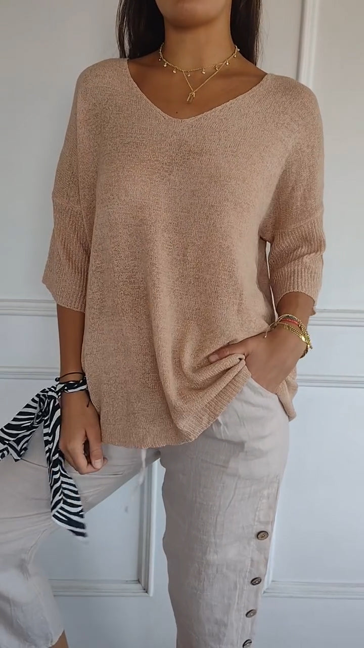 Anne | Top en maille à col en V