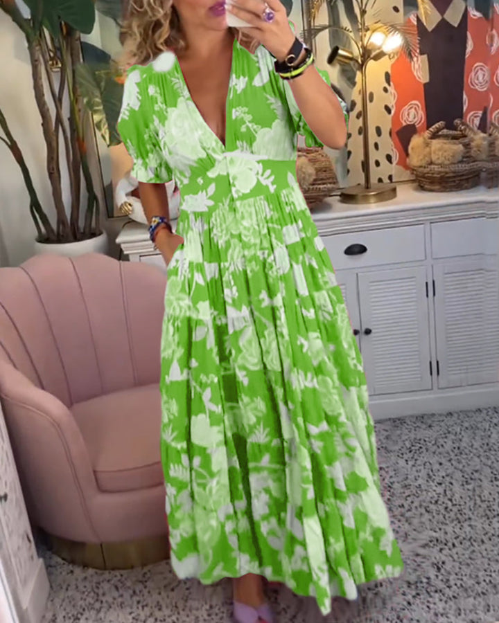 Catrisa™ - Robe à poches et imprimé floral en V
