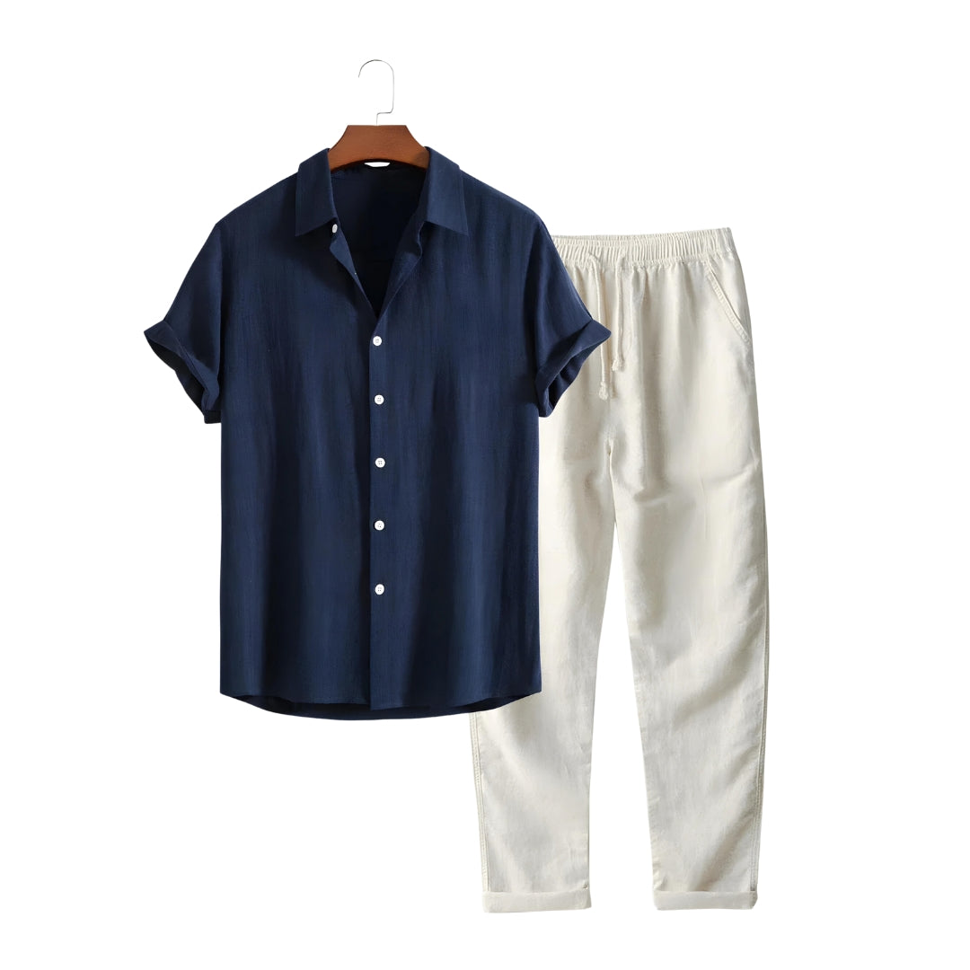 Ensemble Polo Chemise et Pantalon en Lin