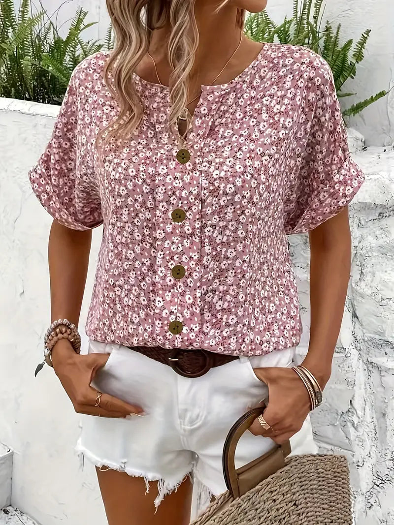 Charis | Blouse Florale à Boutons