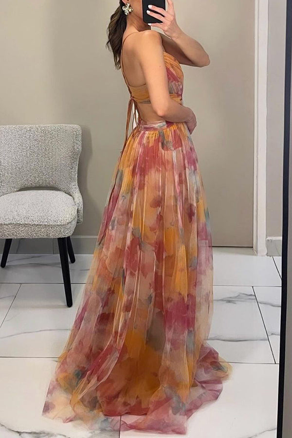 Camille - Maxi robe charmante avec imprimé floral