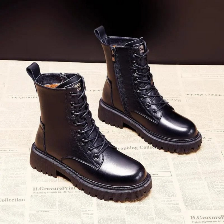 Bernadette | Bottes d'hiver en cuir noir