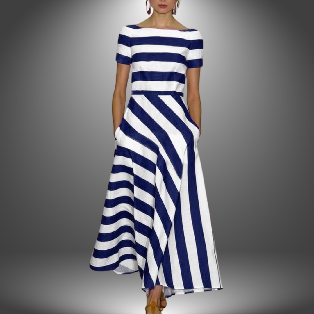 Axelle | Robe longue rayée faite main