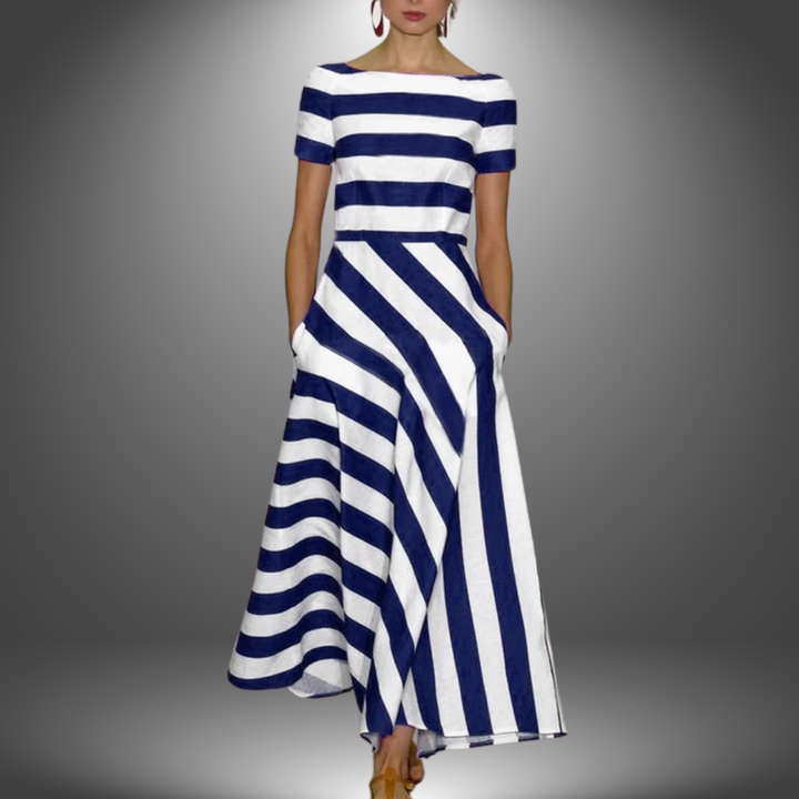 Axelle | Robe longue rayée faite main