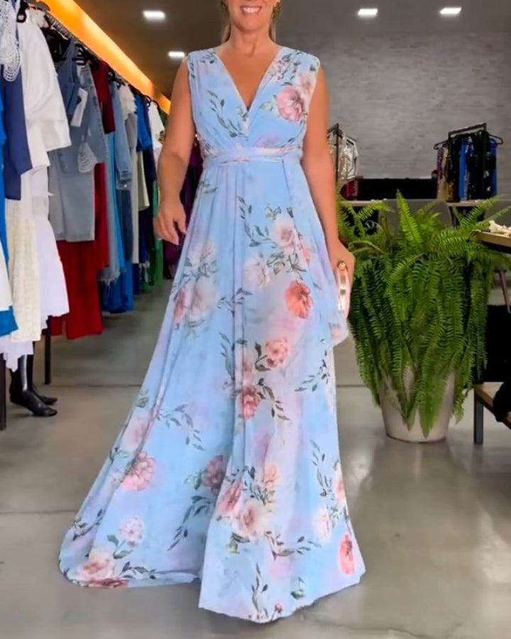 Venesa™ - Robe sans manches à décolleté en V et imprimé floral