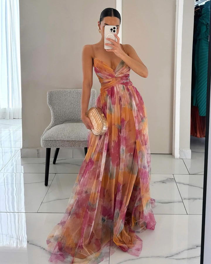 Camille - Maxi robe charmante avec imprimé floral