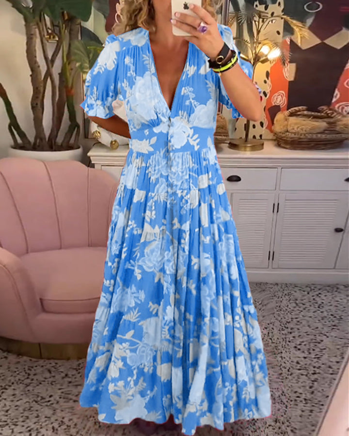 Catrisa™ - Robe à poches et imprimé floral en V