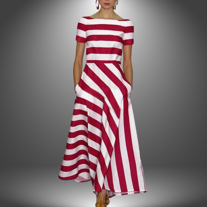 Axelle | Robe longue rayée faite main