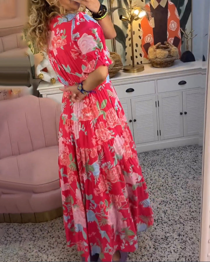 Catrisa™ - Robe à poches et imprimé floral en V