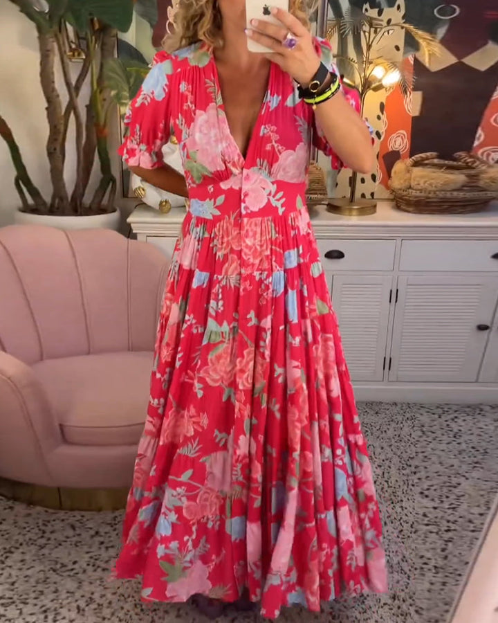 Catrisa™ - Robe à poches et imprimé floral en V