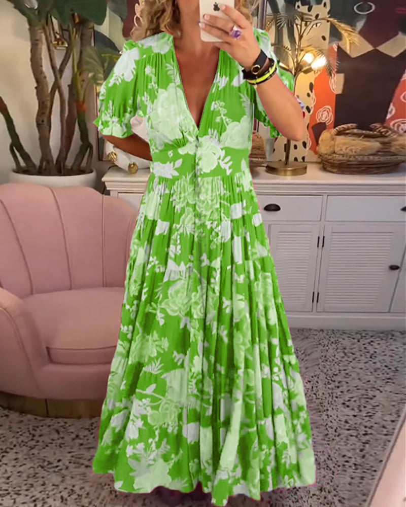 Catrisa™ - Robe à poches et imprimé floral en V