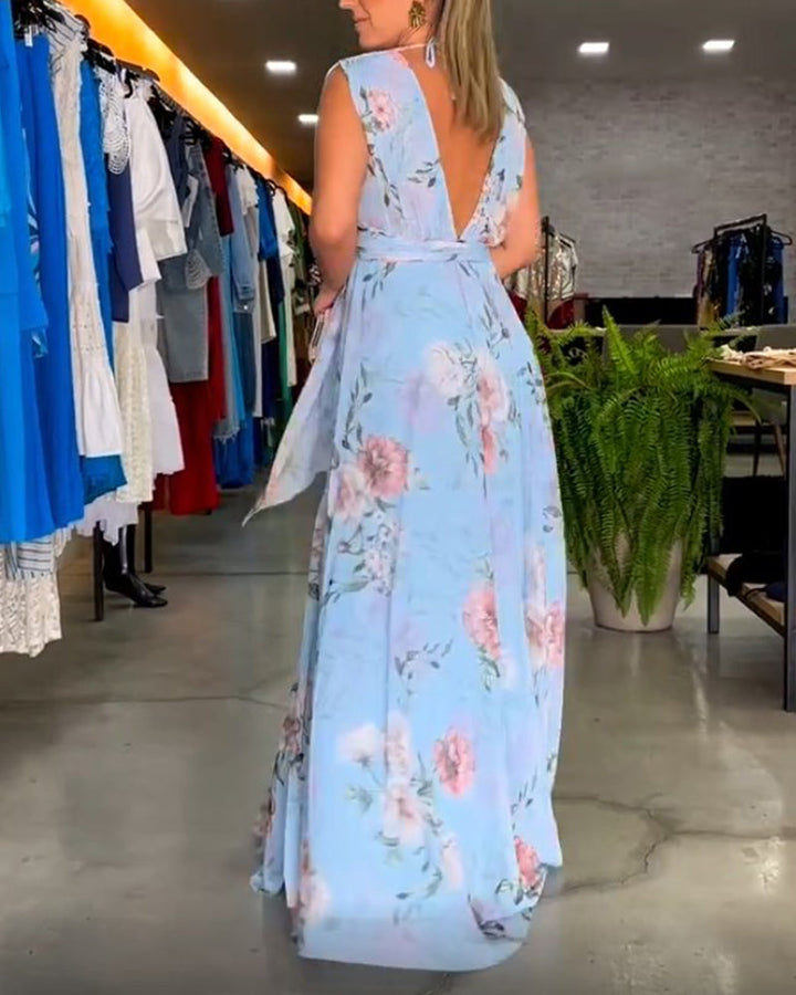 Venesa™ - Robe sans manches à décolleté en V et imprimé floral