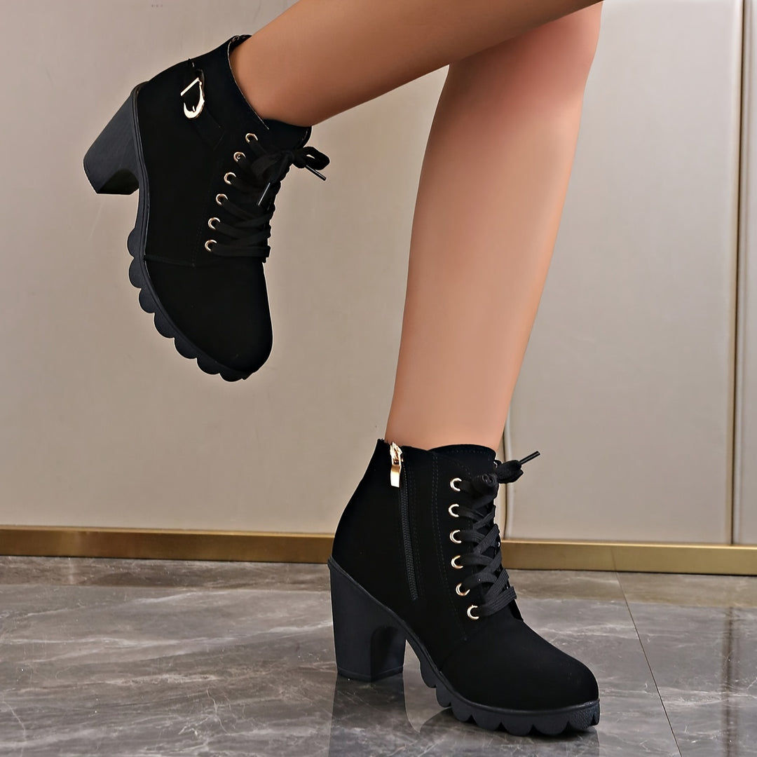 Denise | Bottines à Talon Large