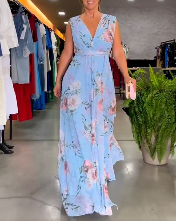 Venesa™ - Robe sans manches à décolleté en V et imprimé floral
