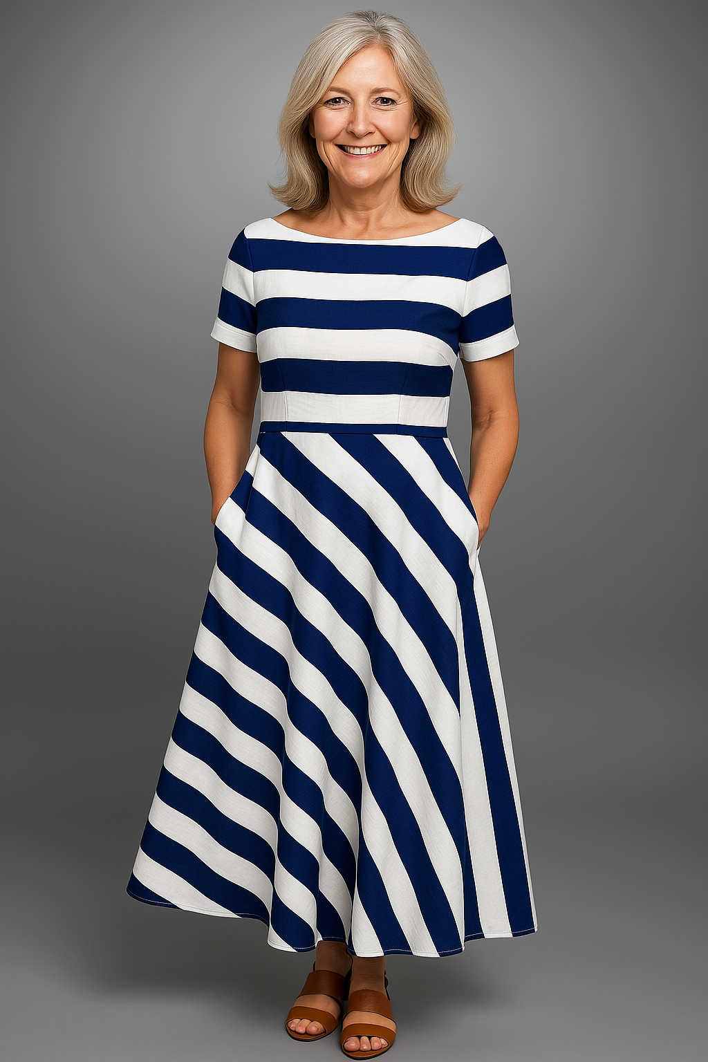 Axelle | Robe longue rayée faite main