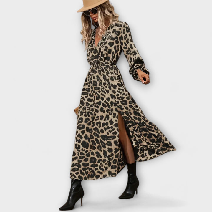 Natalie - Robe élégante avec motif léopard