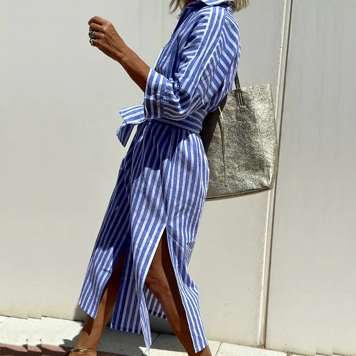 Clémence | Élégante robe chemise à rayures