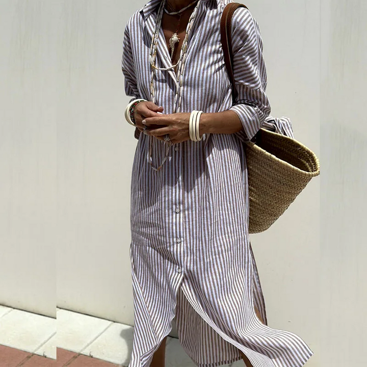 Clémence | Élégante robe chemise à rayures