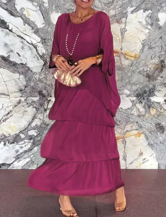 Estrella - Robe maxi ample à col rond
