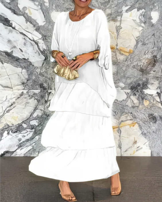 Estrella - Robe maxi ample à col rond