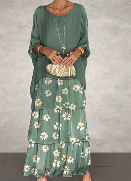 Estrella - Robe maxi ample à col rond