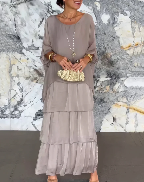 Estrella - Robe maxi ample à col rond