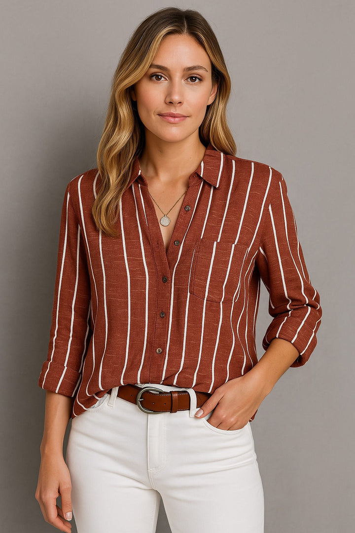 Maria | Blouse Décontractée à Rayures à Manches Longues