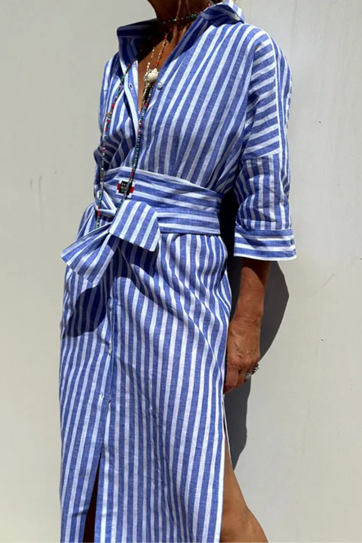 Clémence | Élégante robe chemise à rayures