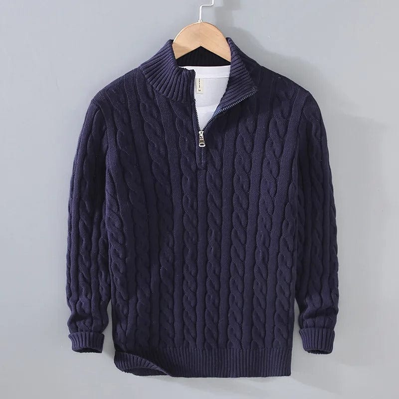 Pull à col zippé mi-hauteur en tricot câble