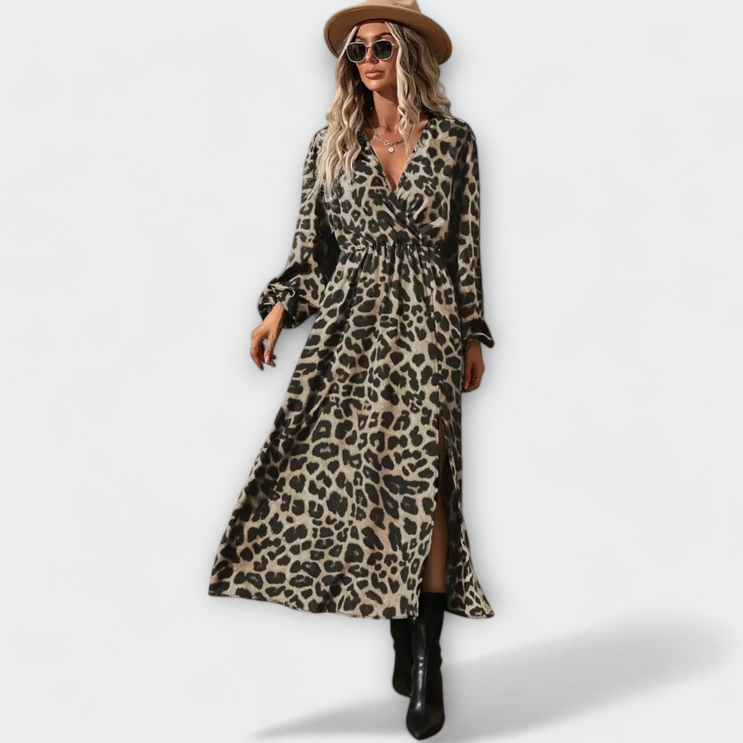 Natalie - Robe élégante avec motif léopard