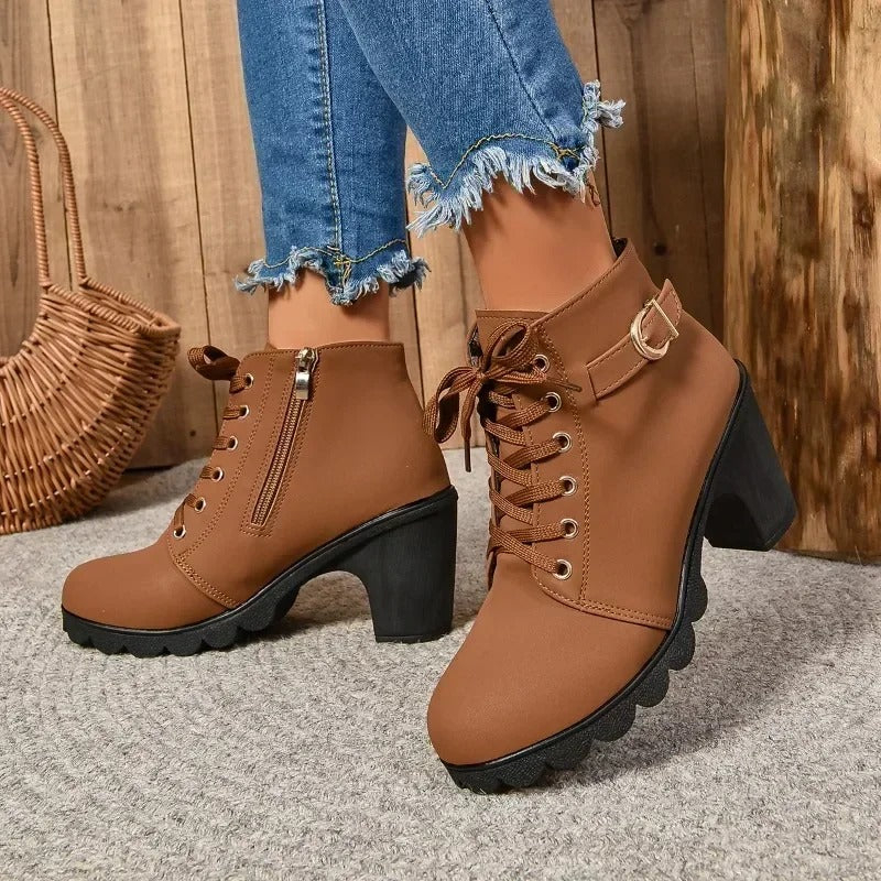 Denise | Bottines à Talon Large